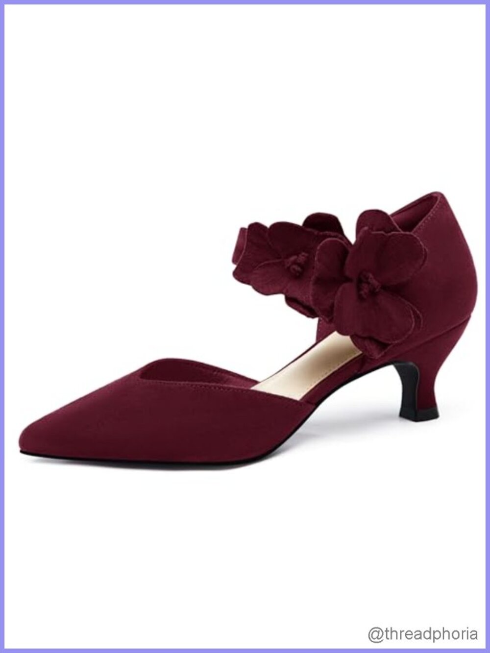Women's Low Kitten Heels Closed Toe Flower Slip On Formal Party Dress Pumps